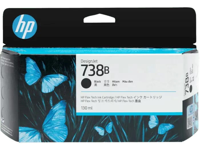 HP 738B 130-ml Black DesignJet Ink Cartridge