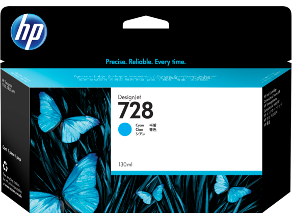 HP 728 130-ml Cyan Ink Crtg