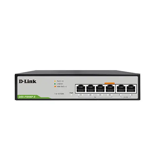 [DES-F1006P-E] D- LINK 6-Port 10/100 Long Range PoE+ Surveillance Switch (DES-F1006P-E)