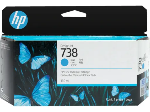 [498N5A] HP 738 130-ml Cyan DesignJet Ink Cartridge